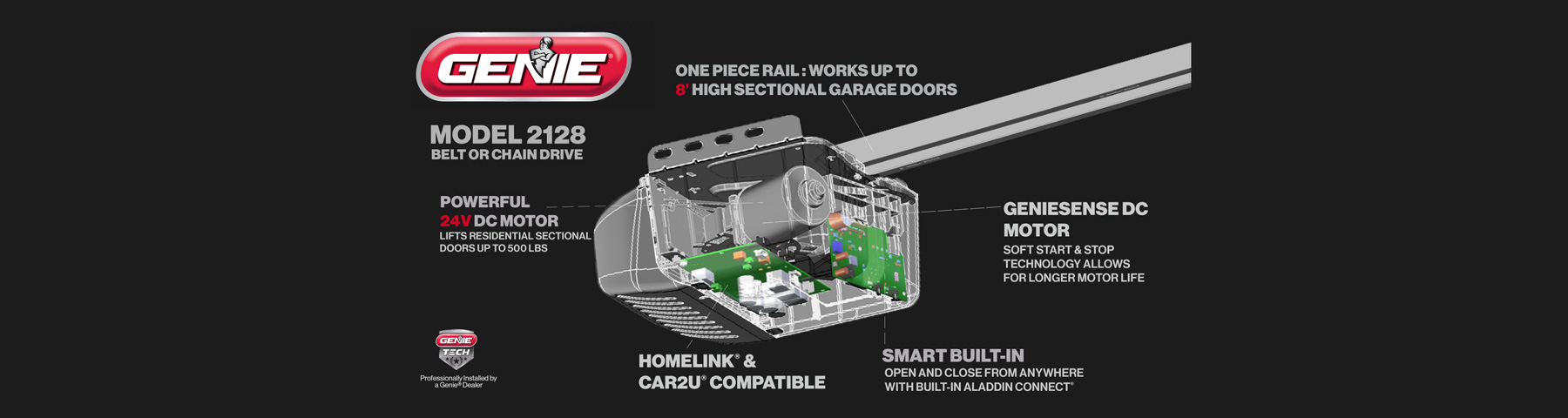 Genie 2128 Garage Door Opener Features