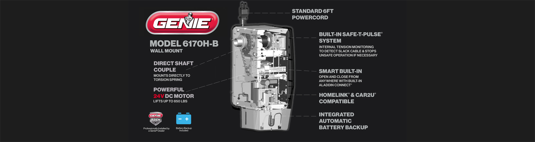 Genie 6170H-B Garage Door Opener Features