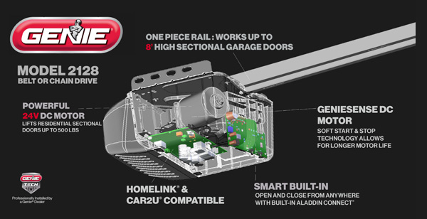 thumbnail image 2 of Genie 2028 DC Garage Door Opener – Chain Or Belt Drive For 7'/8' Doors (Model 2028) 2 of 4